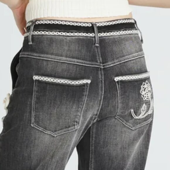 NEW DRIFTWOOD JEANS Barbara Ravishing Rosettes Jeans in Black Denim 1225 8t4 - Picture 6 of 7